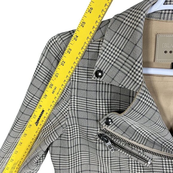 BlankNYC S Windowpane Plaid Moto Jacket Asymmetrical Zip Pockets Faux Suede Chic - Picture 12 of 16